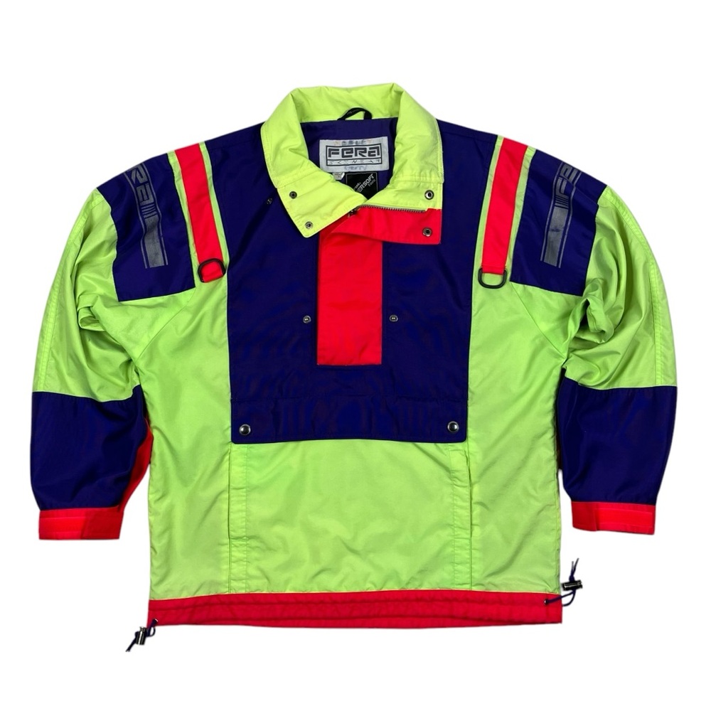VTG 80s 90s Fera Skiwear Colorful 1/2 Zip Pullover Jacket Logos FLAW